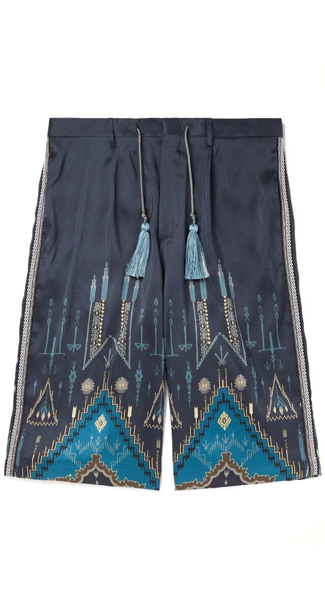 Calções em cetim de seda estampado, € 950, Etro
