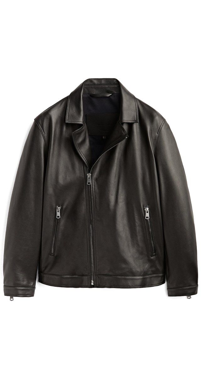 Blusão biker em pele, € 139 (antes 199), Massimo Dutti