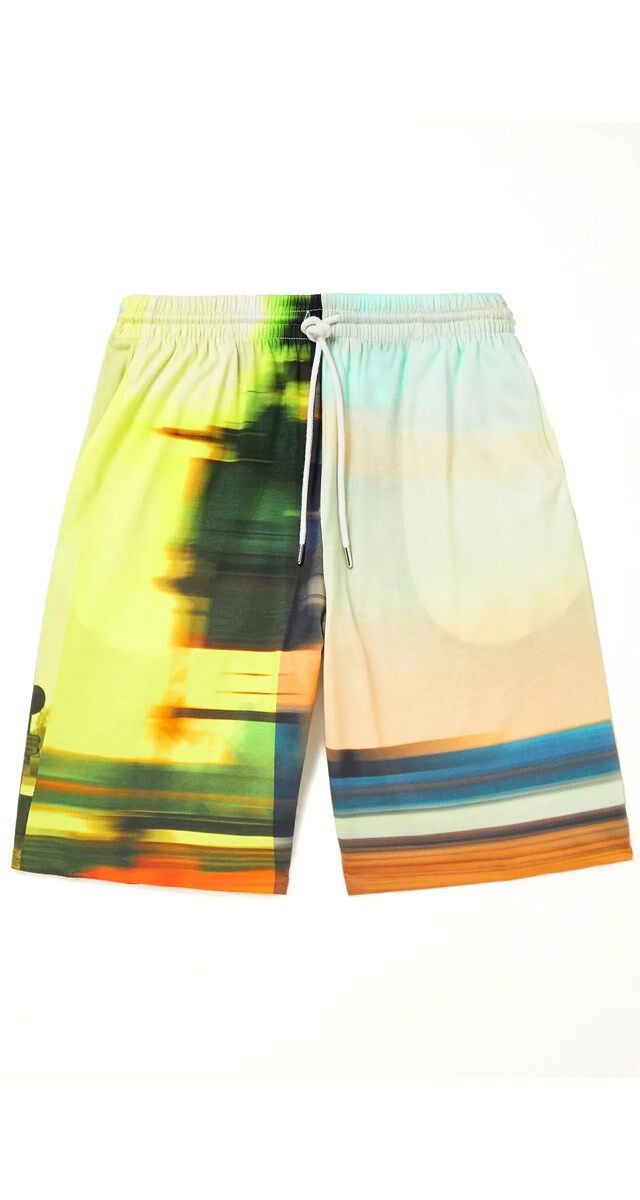 Calções em jersey de algodão estampado, € 222,50 (antes € 445), Dries Van Noten no Mr Porter