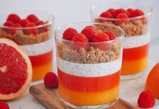 Receita: Pudim de chia com gelatinas de laranja e toranja