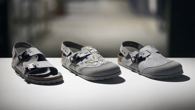 Os três modelos disponíveis: a sandália Milano e as mules Tokio (lisa ou bordada)