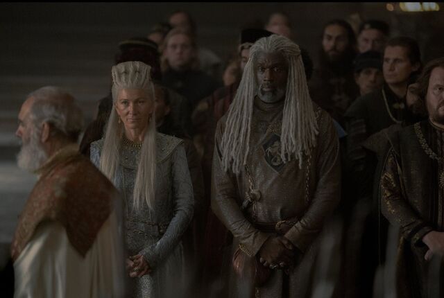 Eve Best e Steve Toussaint em 'Casa do Dragão' (2022)