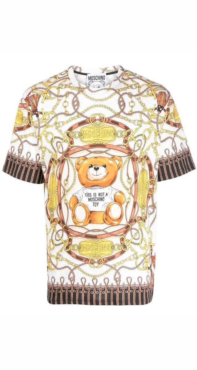 T-shirt em algodão estampado, €350, Moschino