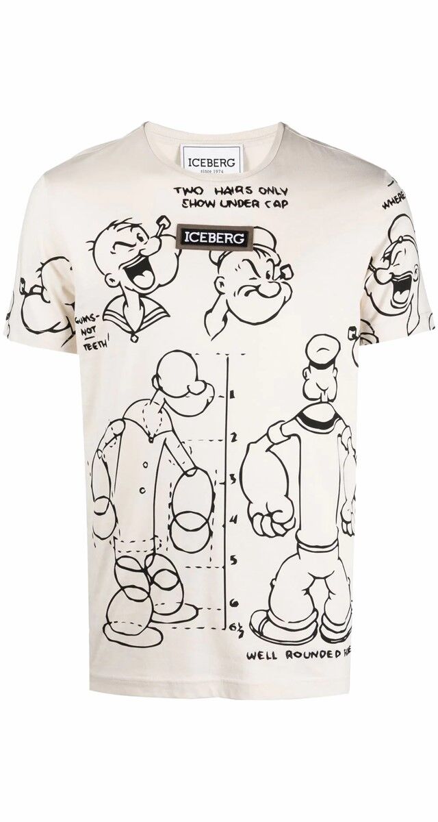 T-shirt Multi Popeye em algodão estampado, €180, Iceberg