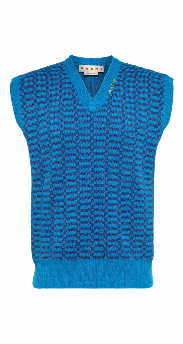 Colete em malha jcquard de lã, € 430, Marni