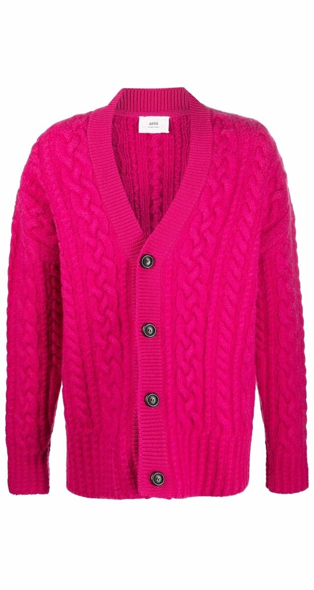 Cardigan em malha jacquard, €580, Ami Paris.
