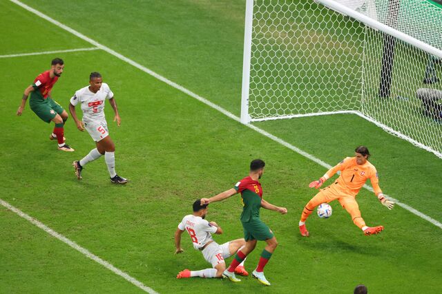 Gonçalo Ramos no jogo Portugal - Suíça no Campeonato do Mundo da FIFA Qatar 2022, 6 de dezembro de 2022.