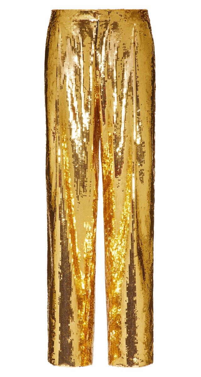 Calças em organza revestida a lantejoulas, €4000, Valentino.