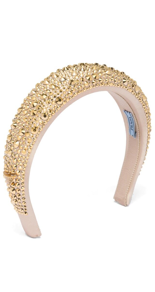 Bandolete em cetim com aplicação de cristais artificiais, €780, Prada.