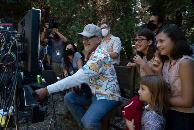 Steven Spielberg nas gravações do filme 'The Fabelmans'.