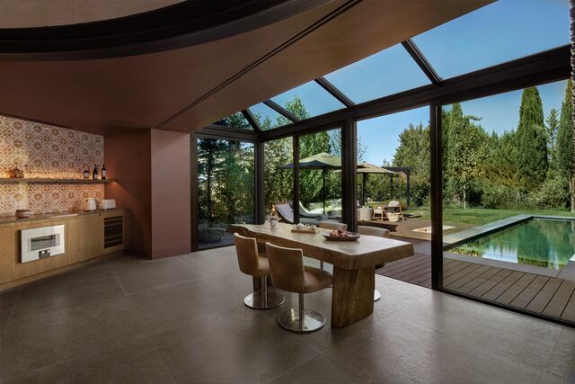 Sala de estar da Pool Villa de dois quartos
