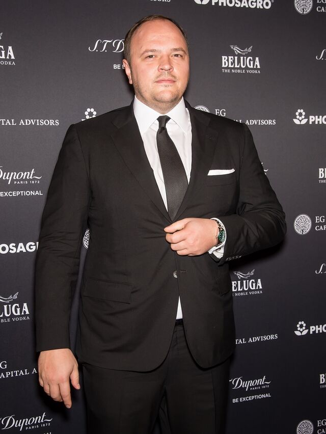 Andrey A. Guryev, CEO e ex-presidente do conselho de administração da PhosAgro, na cerimónia de abertura do Campeonato Mundial de Xadrez de 2016 no The Plaza Hotel em Nova Iorque, novembro de 2016.