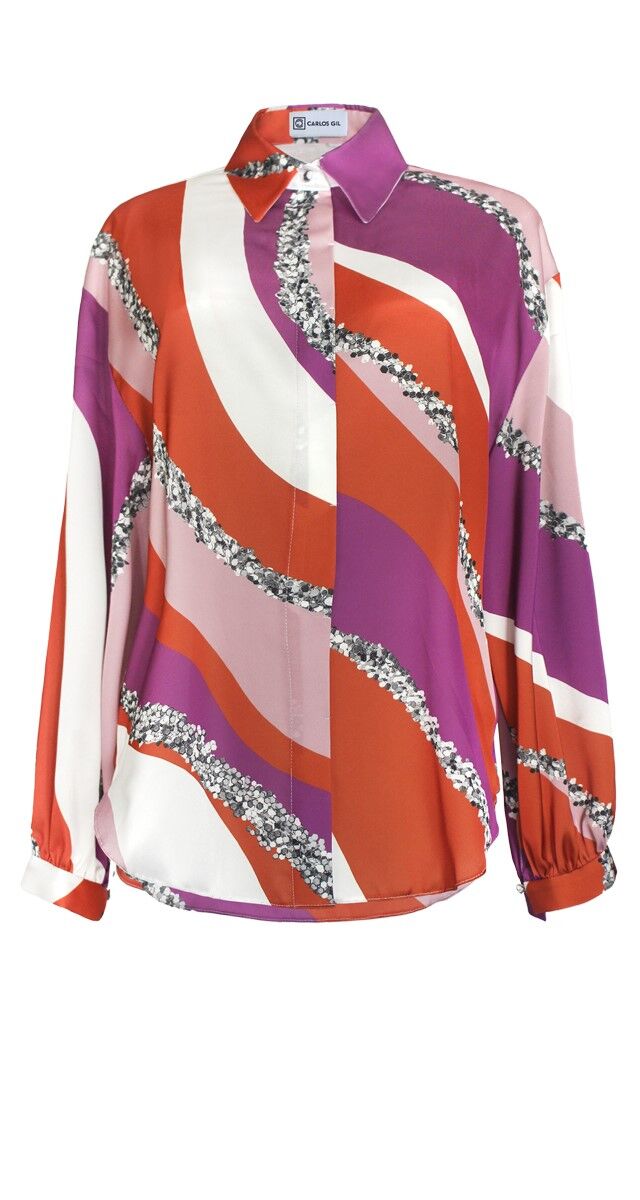 Blusa em seda estampada, sob consulta, Carlos Gil.