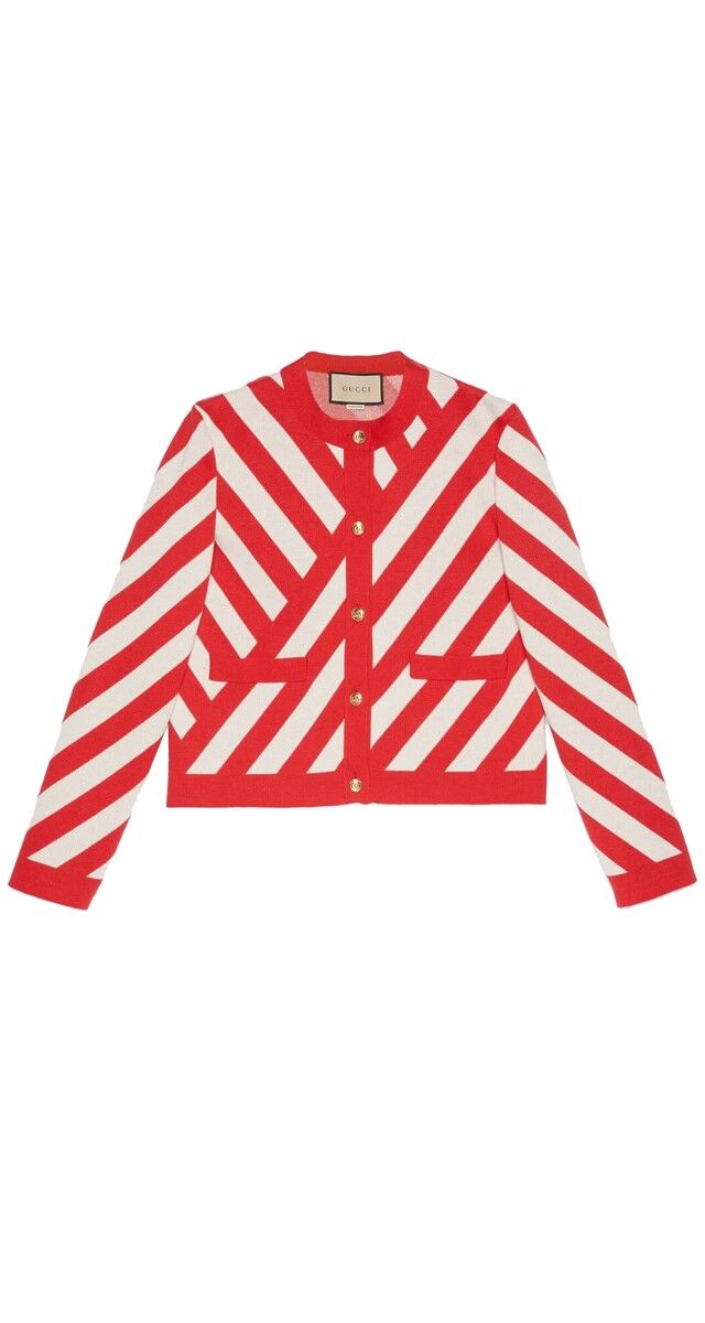 Cardigan em jacquard, €1800, Gucci.