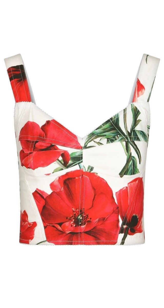Top bustier em algodão estampado, €695, Dolce & Gabbana, na Fashion Clinic.