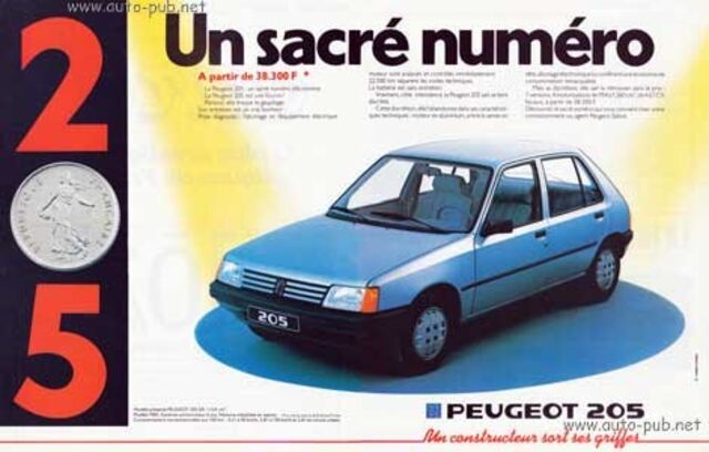 1983 Publicidade Peugeot 205.