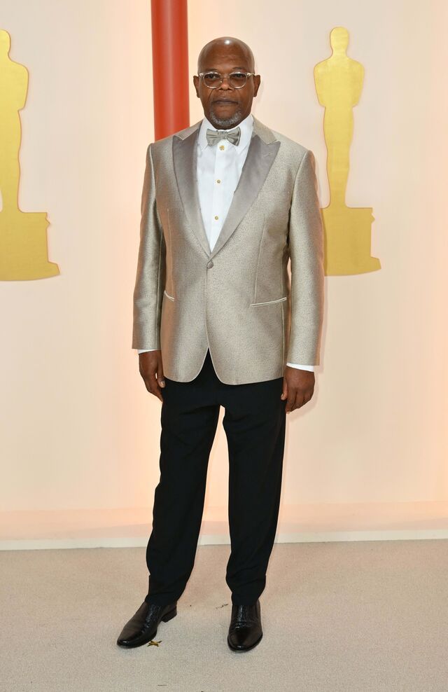 Tecidos Brilhantes: Samuel L Jackson em Giorgio Armani.