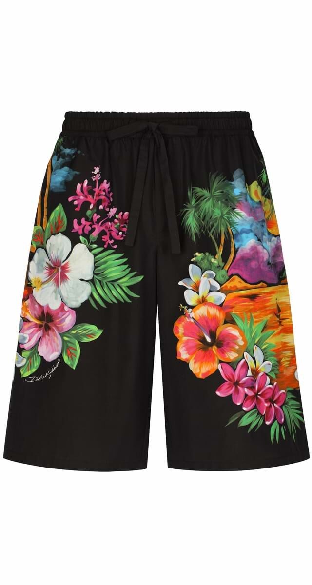 Calções em malha jersey de algodão, €795, Dolce & Gabbana.