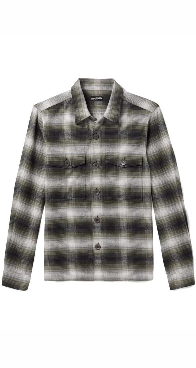 Camisa em Flanela de algodão, €620, Tom Ford.