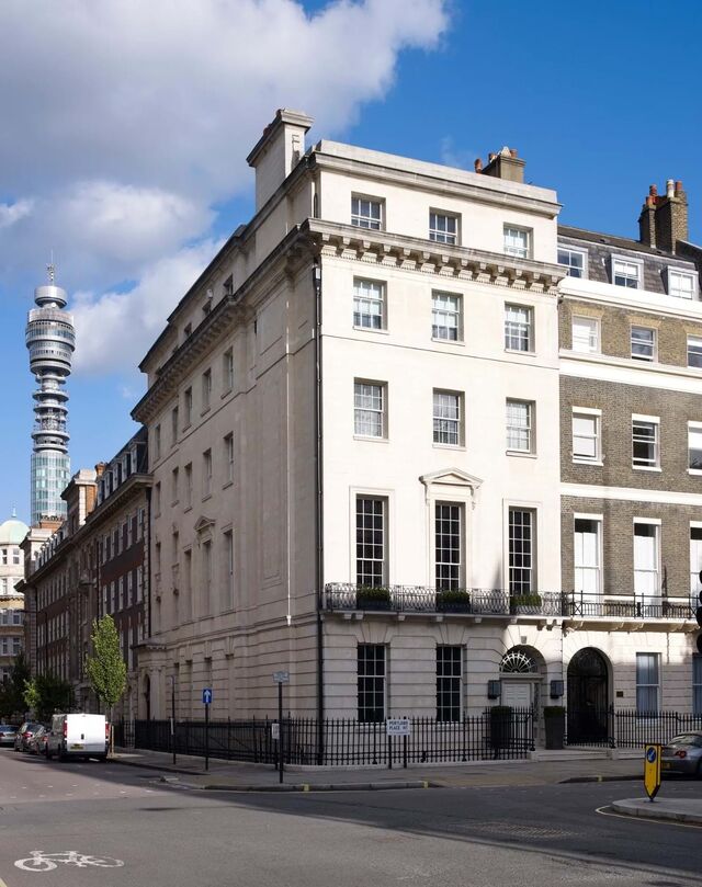 O exterior da casa em Portland Place.