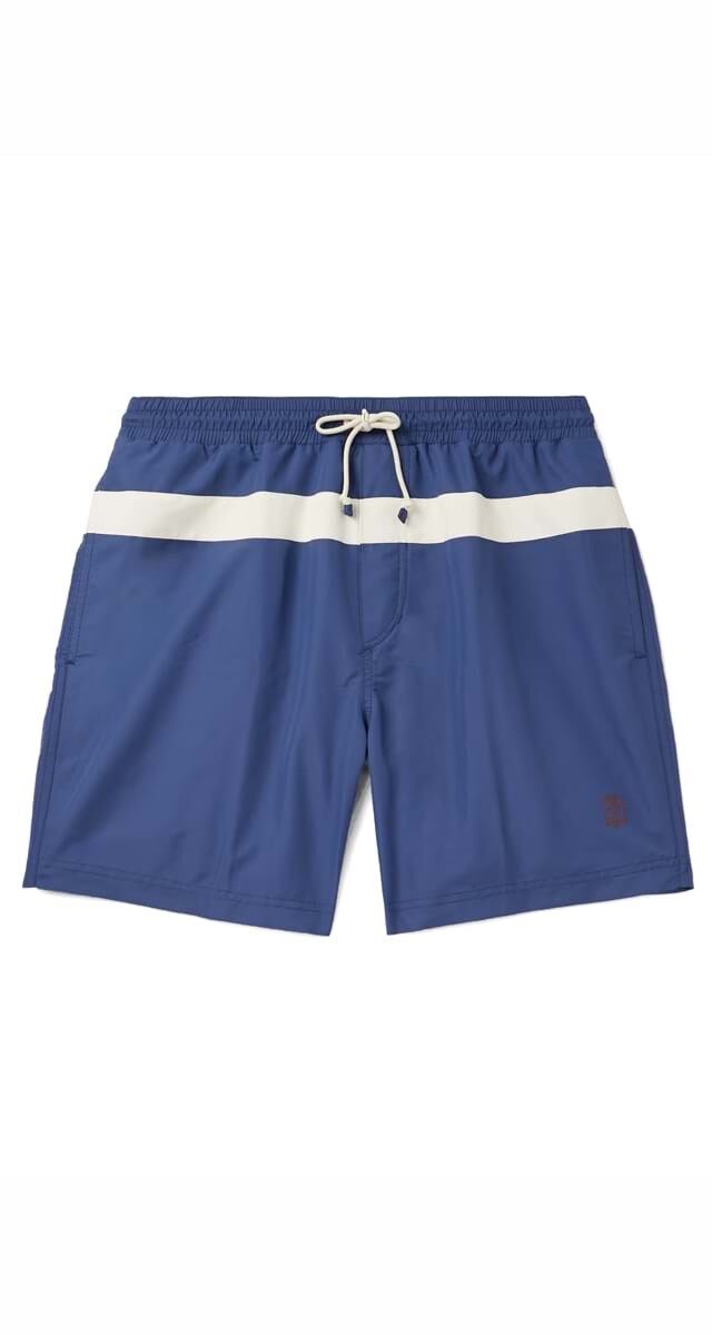 Fato de banho debruado, €370, Brunello Cucinelli.