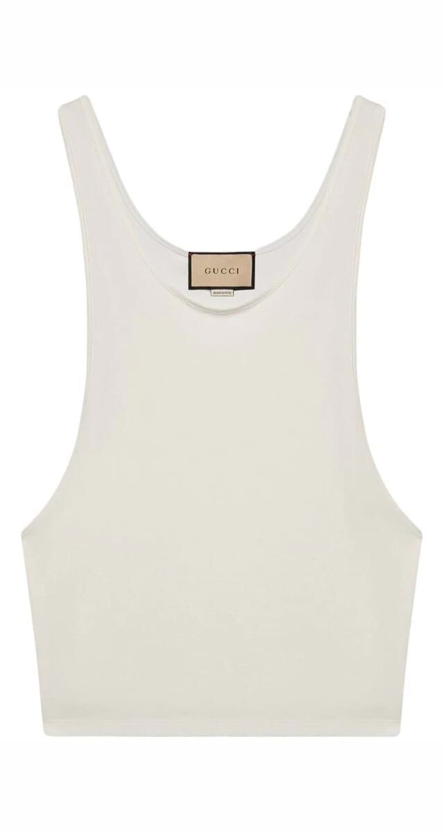 Top tank em jersey de algodão, €380, Gucci.