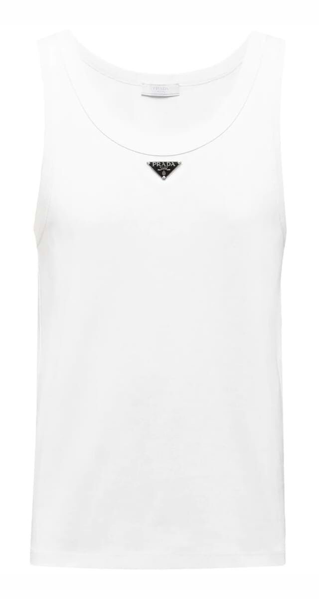 Top tank em algodão, € 690, Prada.