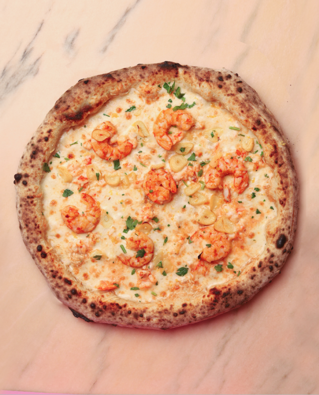 Pizza Camarão ao Alhinho.