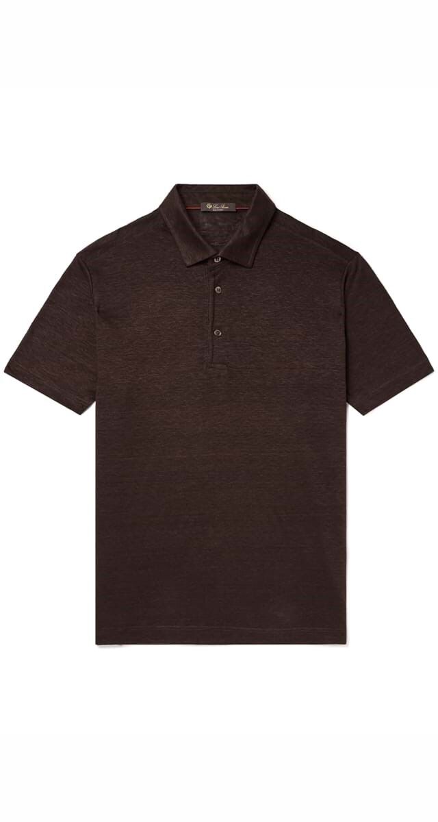 Polo em malha jersey de linho, €570, Loro Piana.