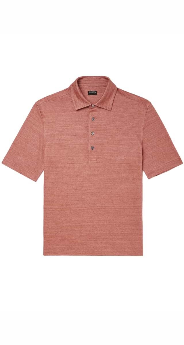 Polo em malha jersey de linho, €750, Zegna.