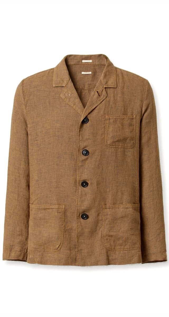 Casaco-camisa em linho, €358, Massimo Alba.