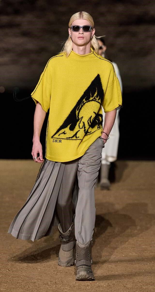 Tendência: apontamentos de amarelo. Look: Dior Home.