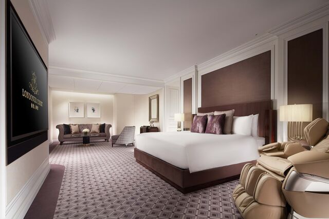 Suite Knightsbridge, uma das muitas disponíveis neste hotel, cada uma com um nome específico e ligado ao Reino Unido.