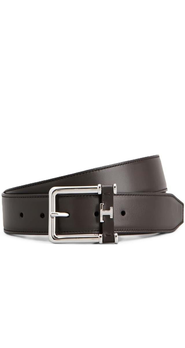 Cinto reversível em pele e camurça, castanho e azul, €420, Tod’s