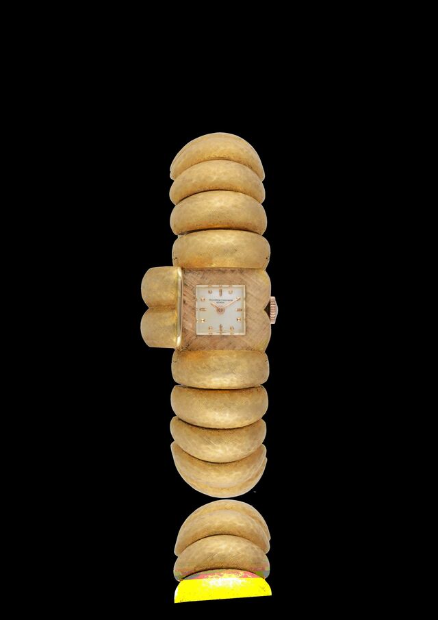 Relógio de pulso secreto e bracelete integrada em ouro rosa