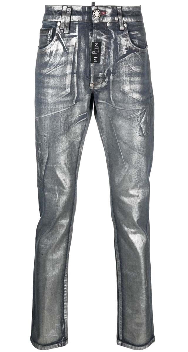 Calças de ganga com lavagem metálica, €1590, Philipp Plein