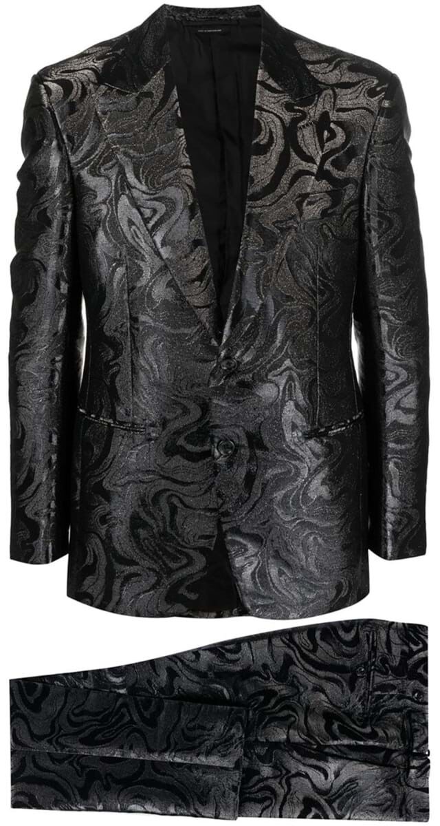 Fato em jacquard de seda e algodão com fio metalico, €5049, Tom Ford