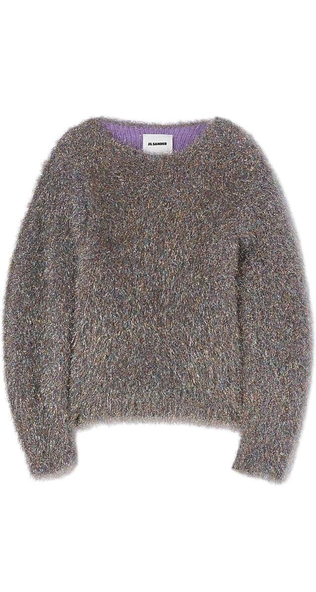 Camisola em malha mohair metalizado, €1190, Jil Sander