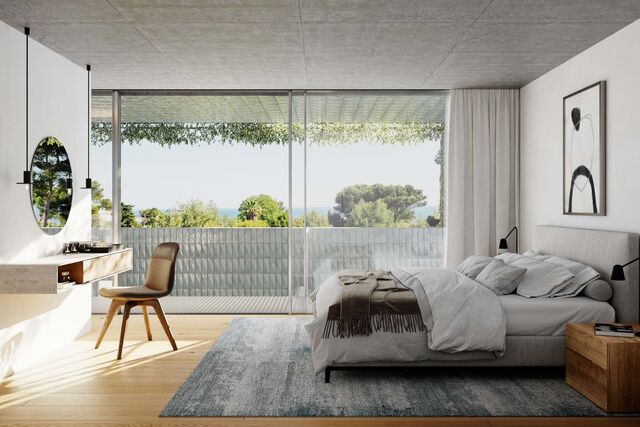 A fachada do Azure Estoril é revestida com azulejos exclusivos criados sob medida pela artista plástica Maria Ana Vasco Costa.