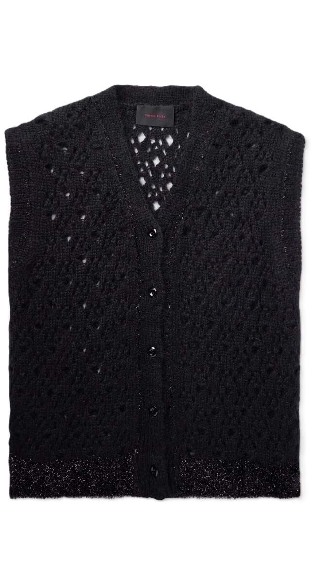 Gilet em malha de mohair e fio metalico, €465, Simone Rocha.