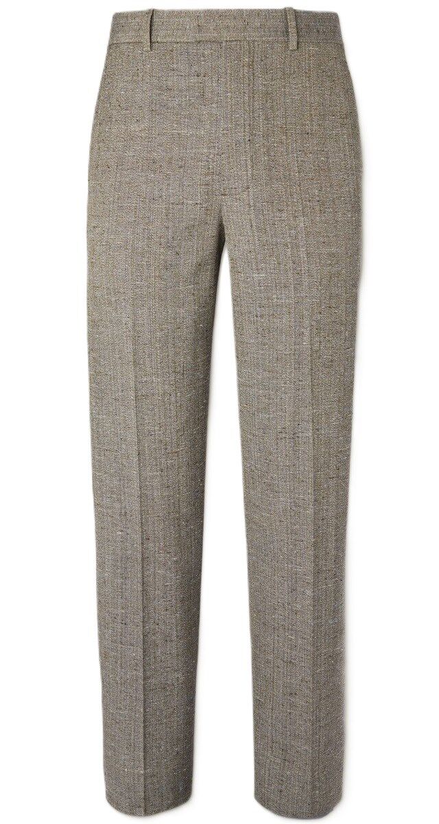 Calças em tweed de seda, €1000, Bottega Veneta.