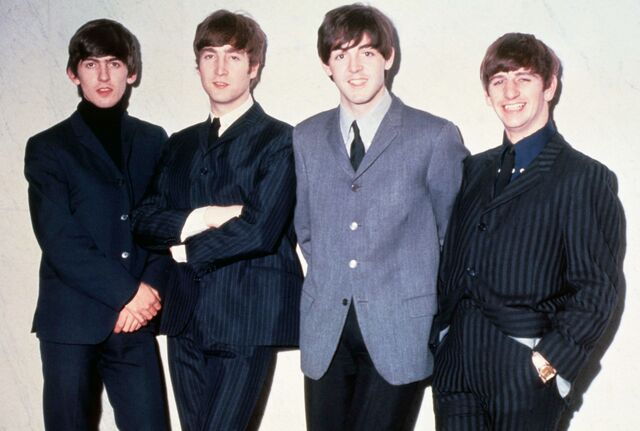 Os Beatles: George Harrison, John Lennon, Paul McCartney e Ringo Starr, circa 1965.