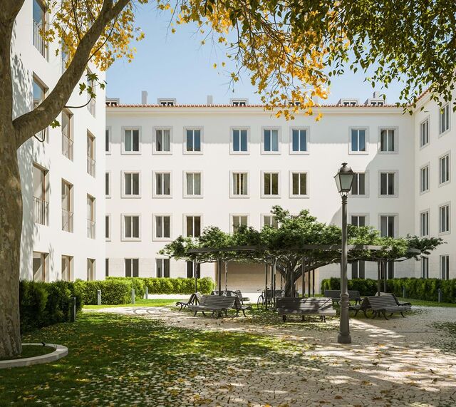 Com um jardim interior a fazer lembrar os antigos pátios lisboetas