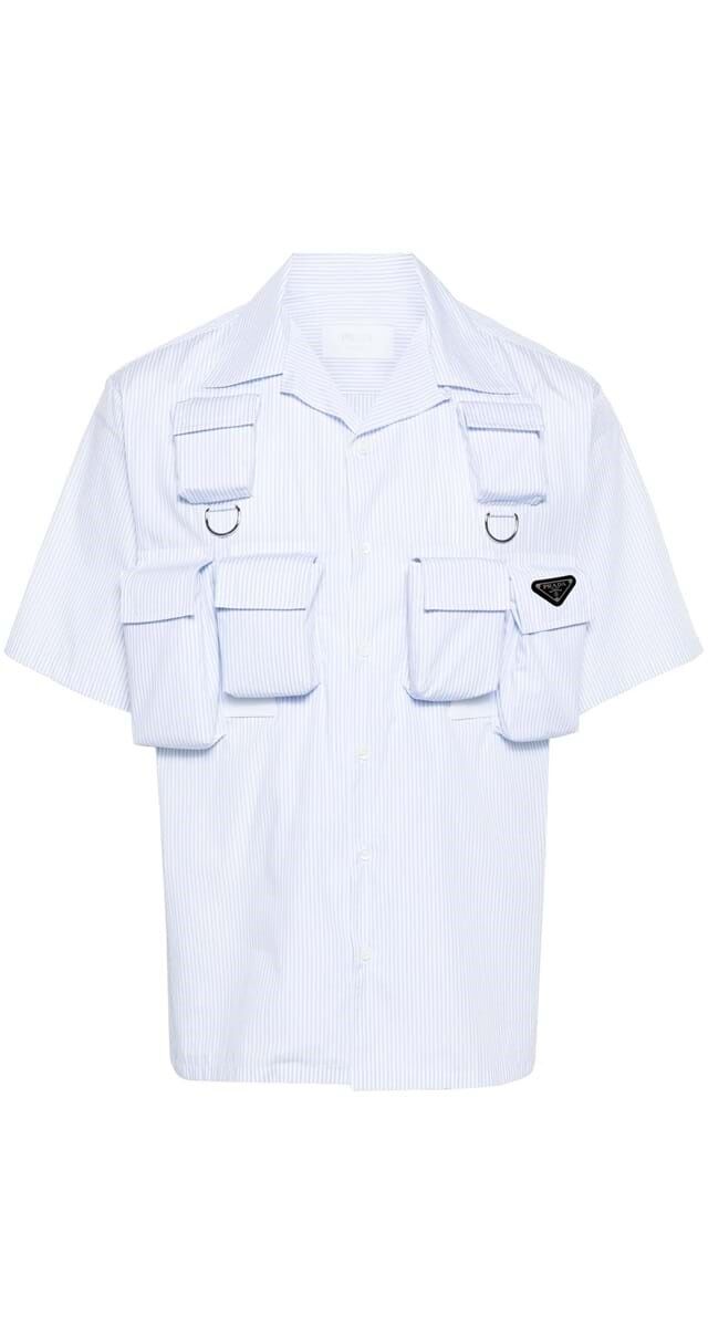 Camisa em algodão estampado, €1400, Prada.