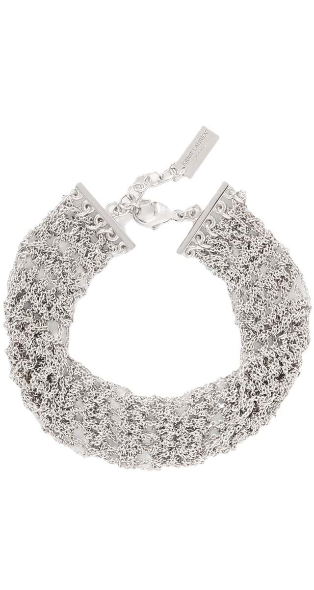 Pulseira em malha metálica, €1490, Saint Laurent.