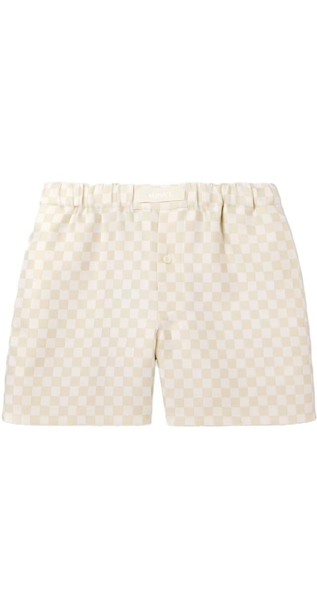 Calções em cetim duchese, €890, Versace.