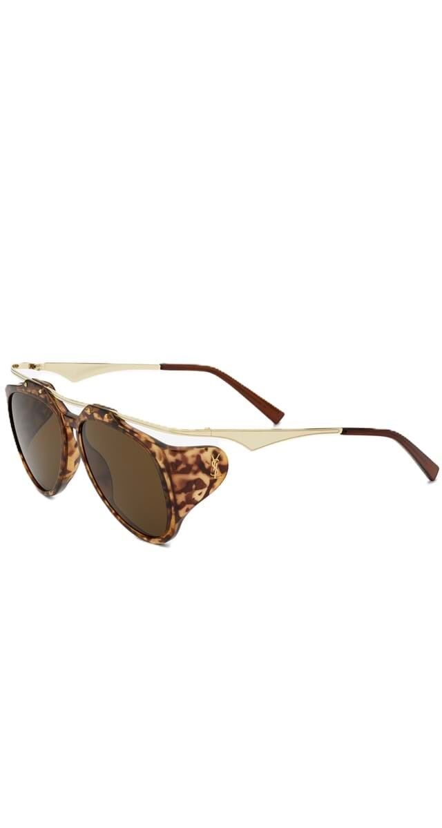 Óculos de sol Amelia em metal e acetato, €405, Saint Laurent.