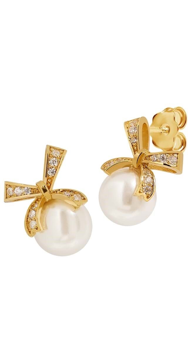 Brincos Laços da Vida em prata dourada comperolas, €79,90, Eugenio Campos Jewels.