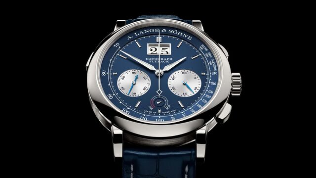 ALS Saxonia Datograph Up Down, um novo modelo em ouro branco e mostrador azul. A pedido dos clientes.