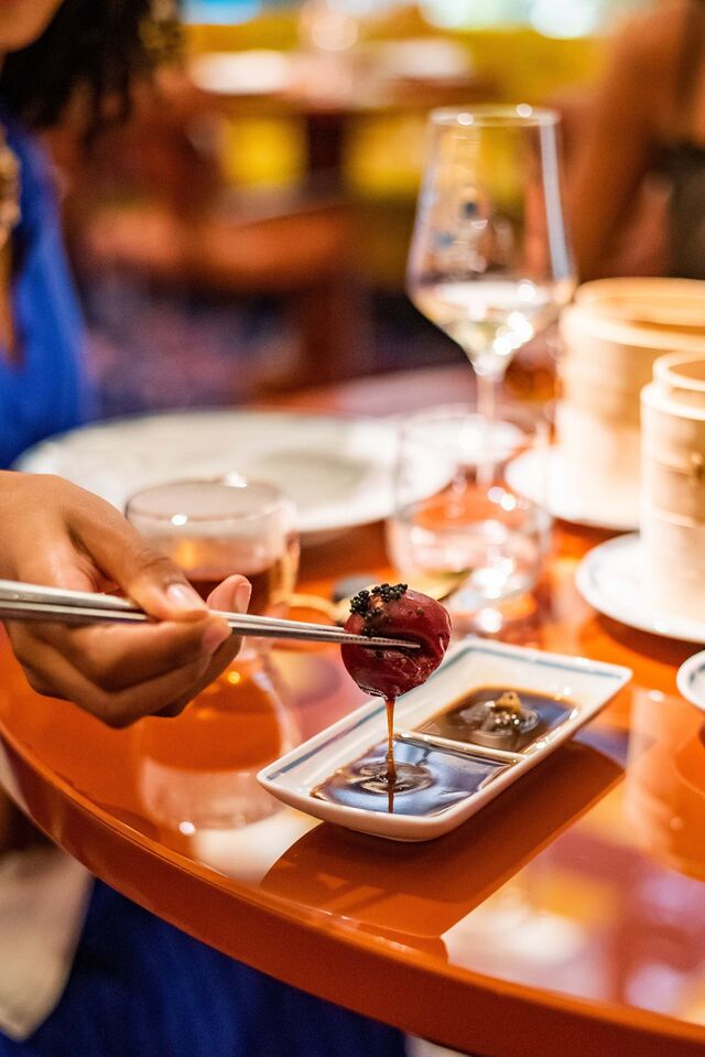 O menu de dim sums.